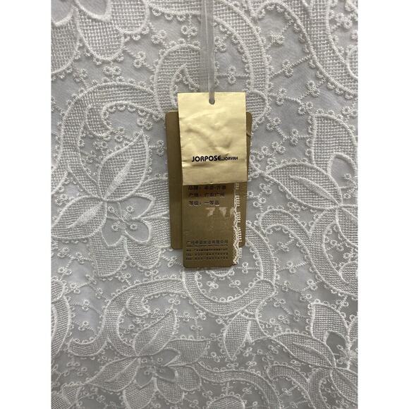 JORPOSE JORYAH White Lace Ruched Sleeve Pearls MIDI Dress Small Gorgeously New - Picture 2 of 7